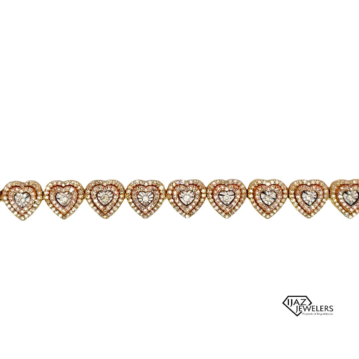 10K Gold Three Tone Diamond Heart Bracelet Ijaz Jewelers
