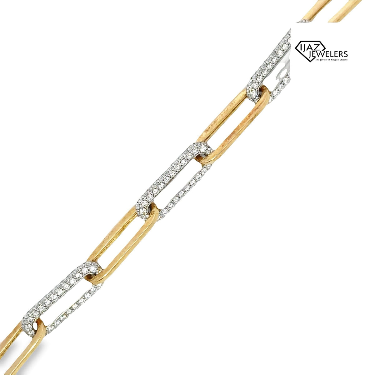 14K Gold Diamond Paper Clip Bracelet Ijaz Jewelers