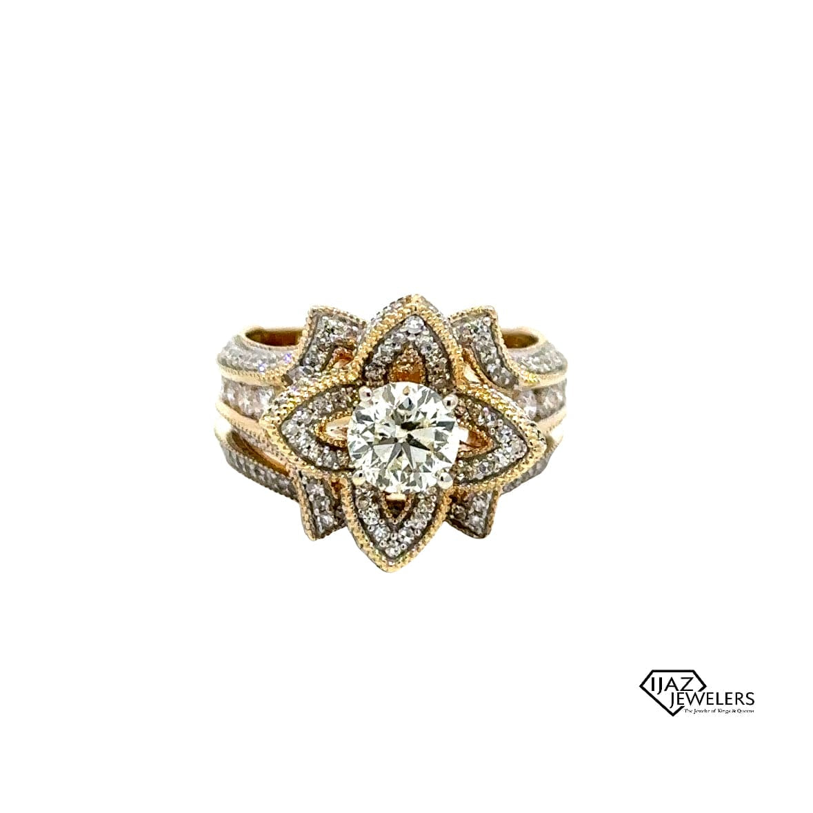 14K Gold Floral Brilliance Diamond Bridal Set Ijaz Jewelers