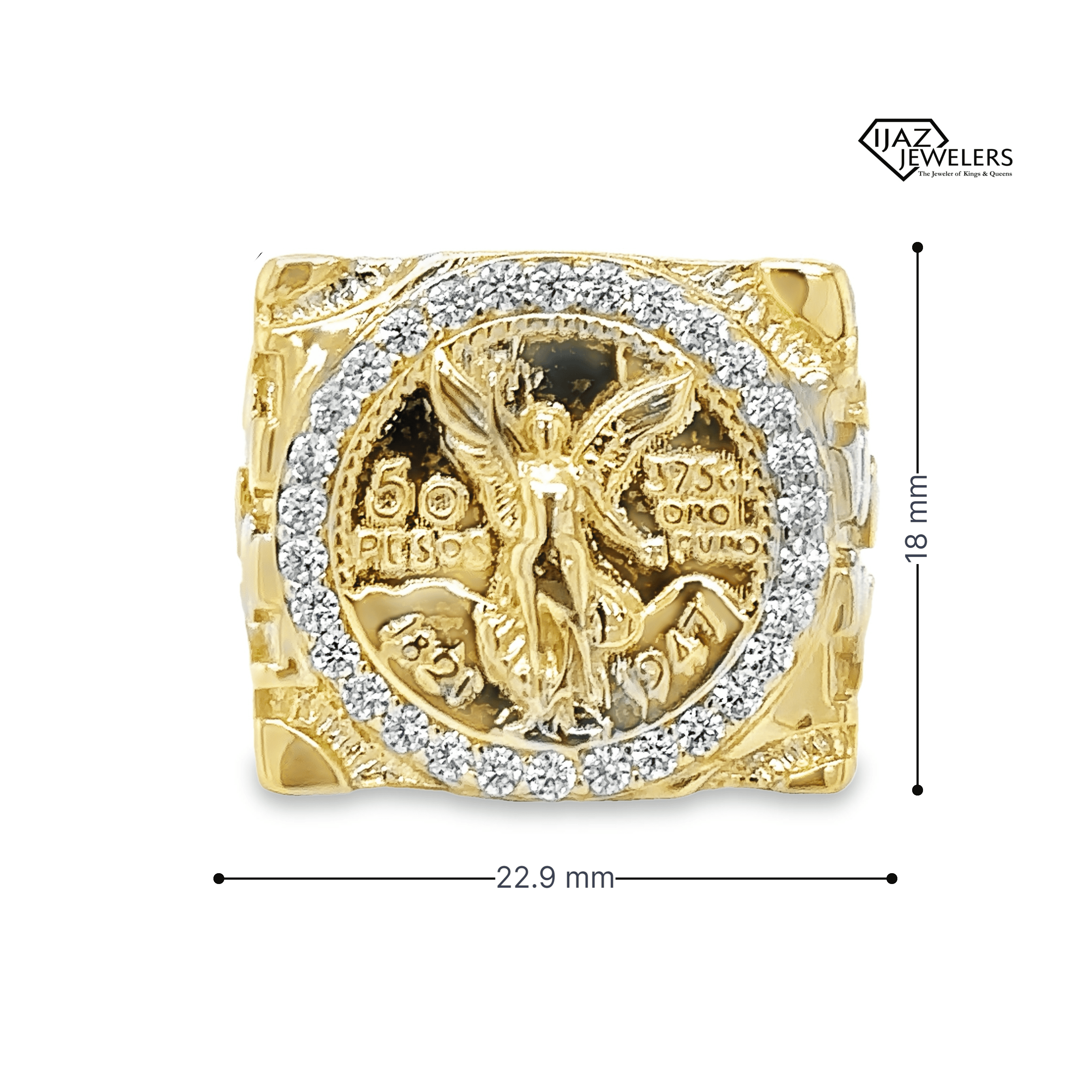 YA−MAN STA-213P GOLD AMZ Jewelry Men's 10K Yellow Gold Last Supper Ring Hip Hop
