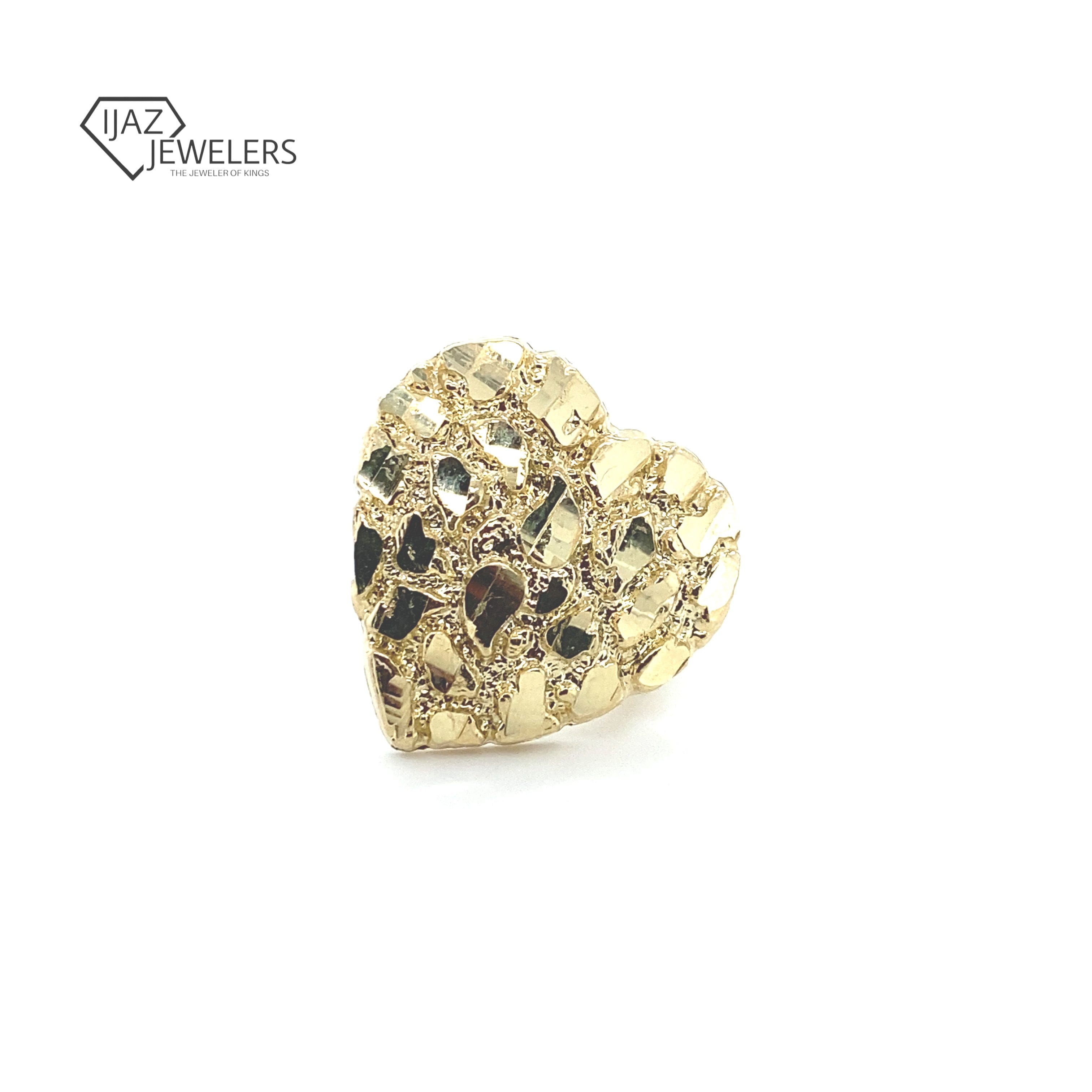 10k Yellow Gold Large Nugget Heart Ring – Ijaz Jewelers