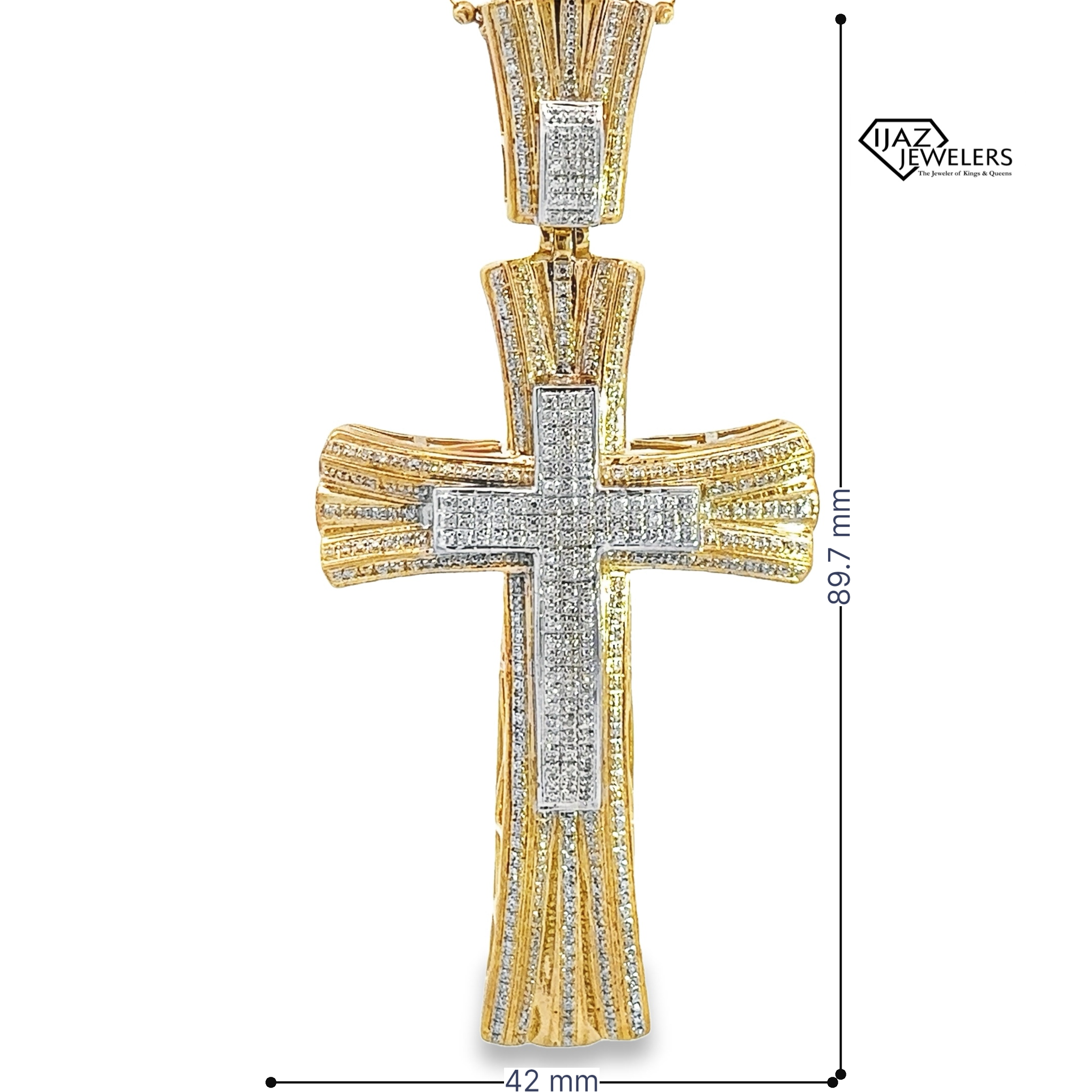 10K Gold Two Tone 1.08 CTW Diamond Cross