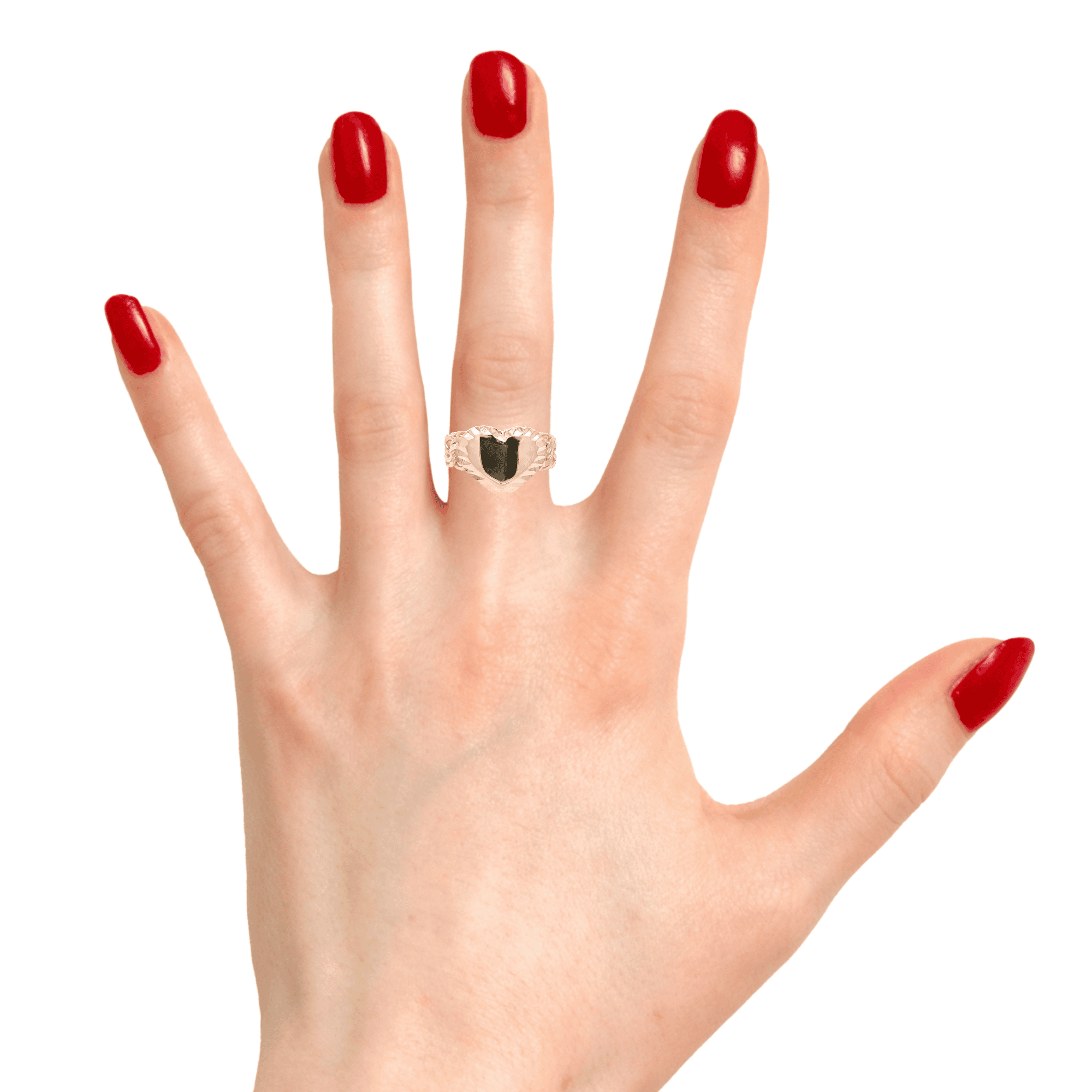 10K Gold Engraveable Chino Diamond Cut Heart Ring – Ijaz