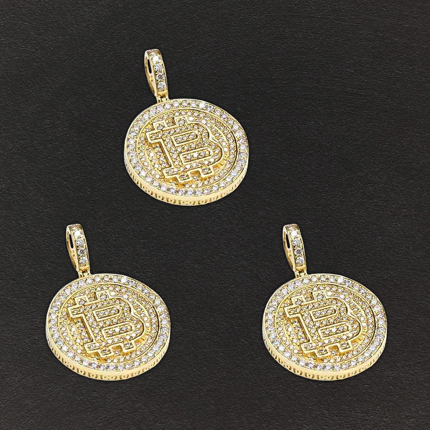 14K Yellow Gold, 1.75 CTW Diamond Bitcoin-Shaped Pendant – Ijaz Jewelers