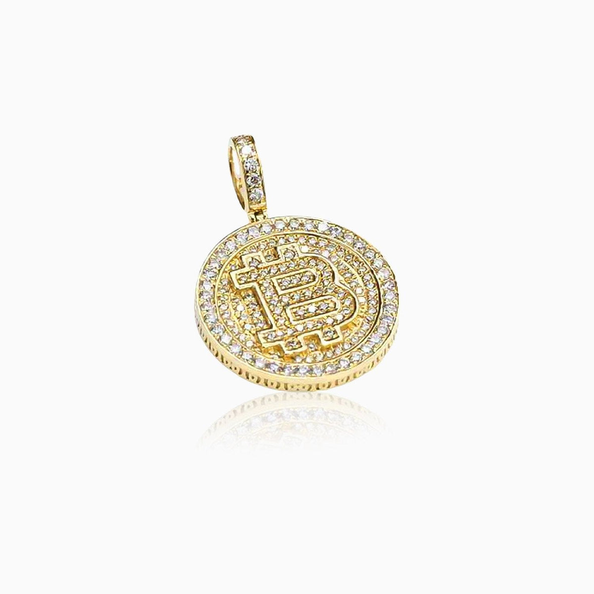 14K Yellow Gold, 1.75 CTW Diamond Bitcoin-Shaped Pendant – Ijaz Jewelers